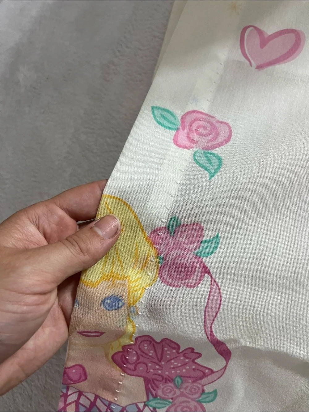 1995 Barbie Cinderella Flat Sheet Made in USA Vintage Doll Print Cotton Blend